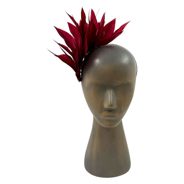 Burgundy feather fascinator
