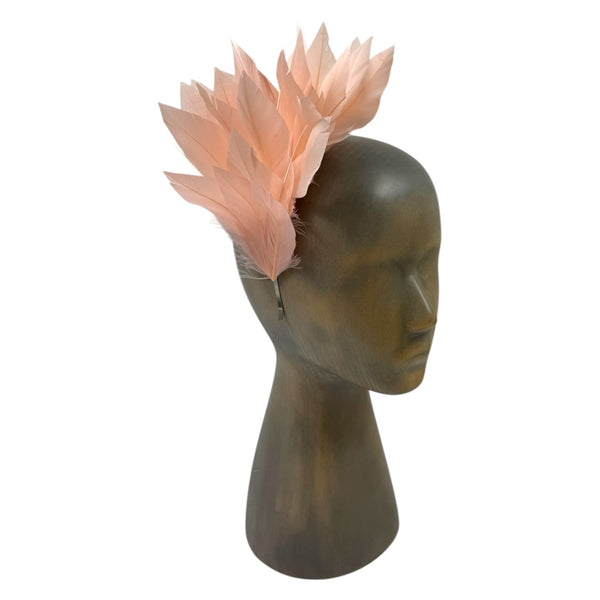 Peach feather fascinator