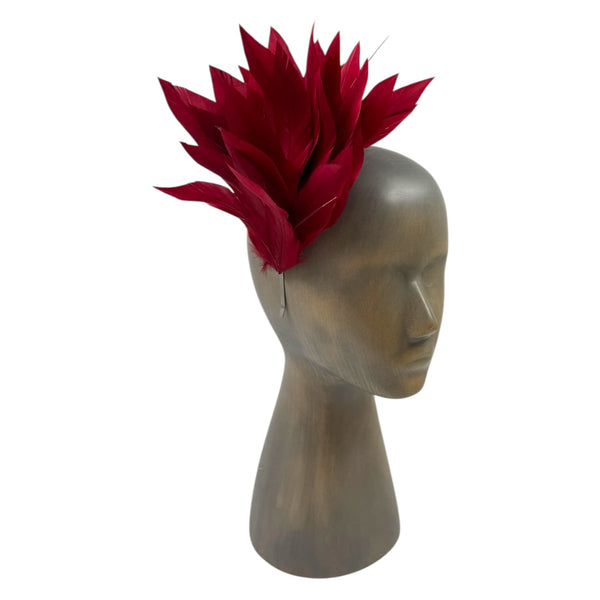 Burgundy feather fascinator