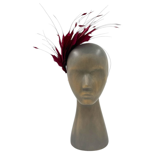 Burgundy Feather fascinator