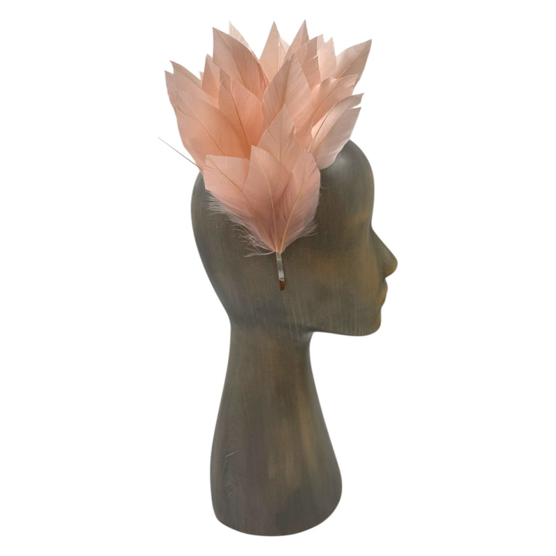 Peach feather fascinator