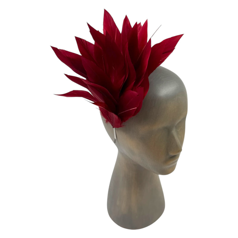 Burgundy feather fascinator