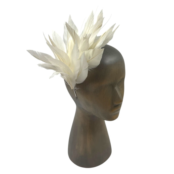 Ivory feather fascinator