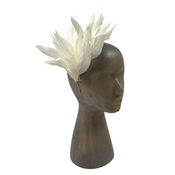 Ivory feather fascinator