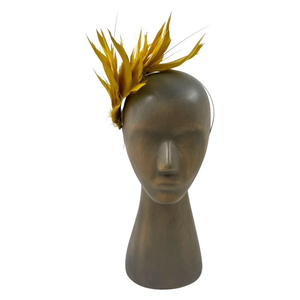 Yellow feather fascinator