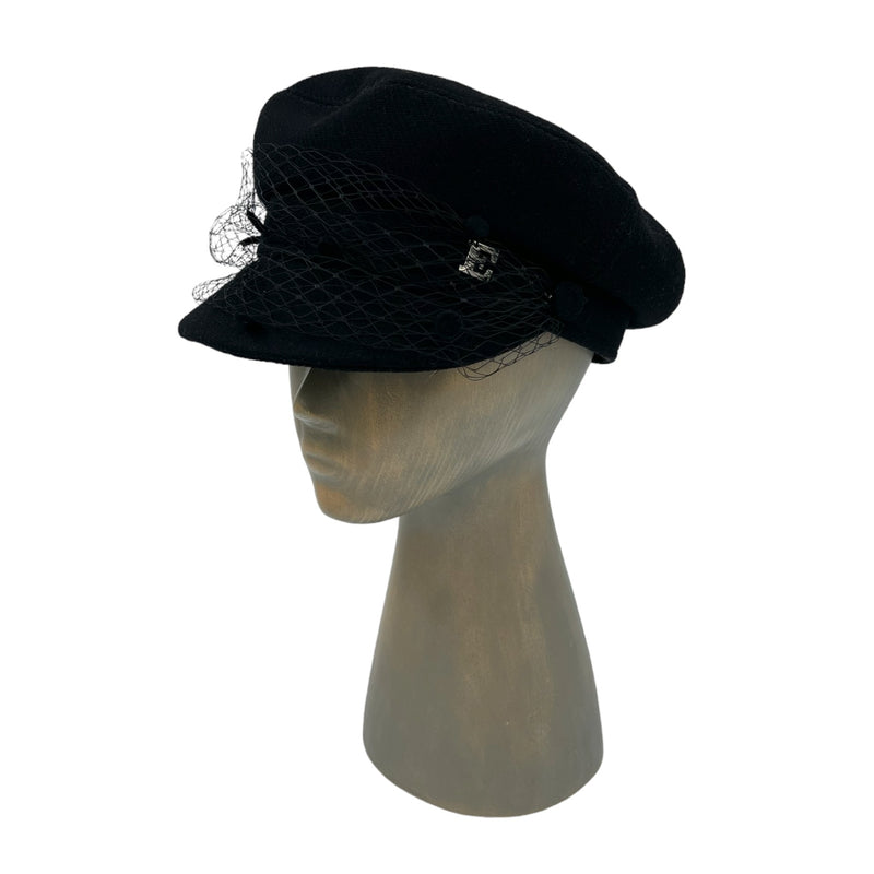 Black Moscow cap with veil
