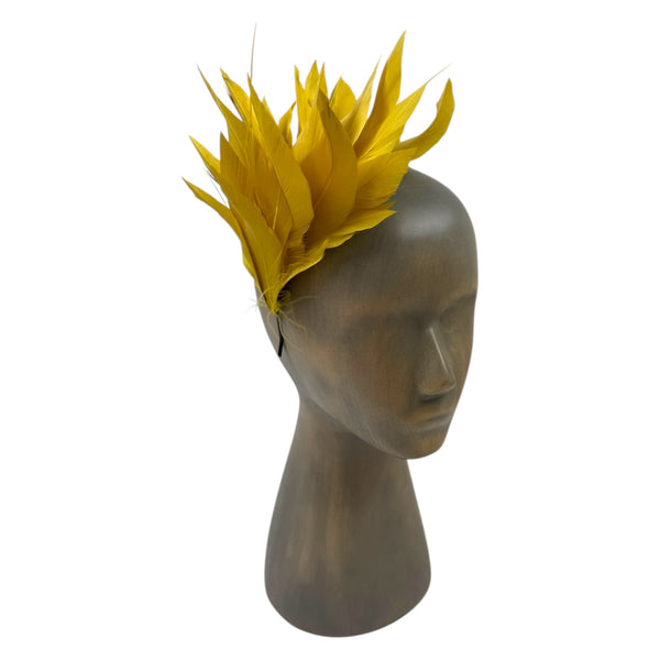 Yellow feather fascinator