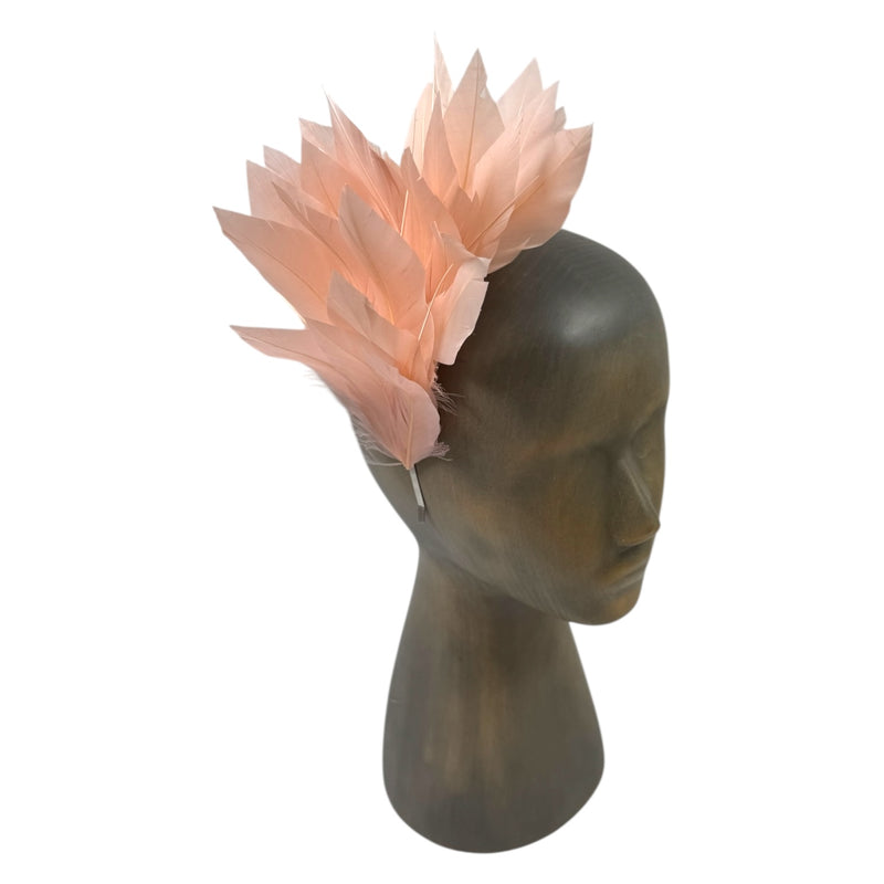 Peach feather fascinator