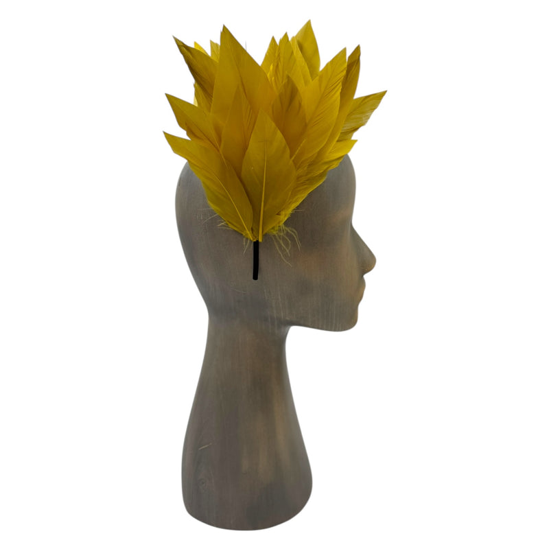 Yellow feather fascinator