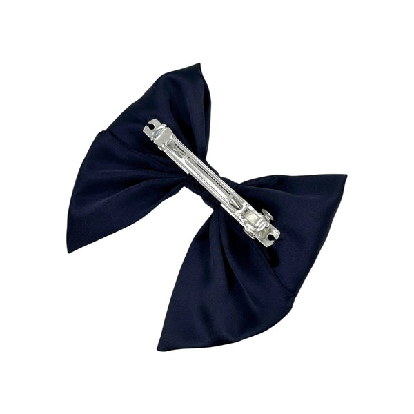Navy satin bow