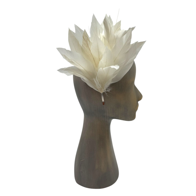 Ivory feather fascinator