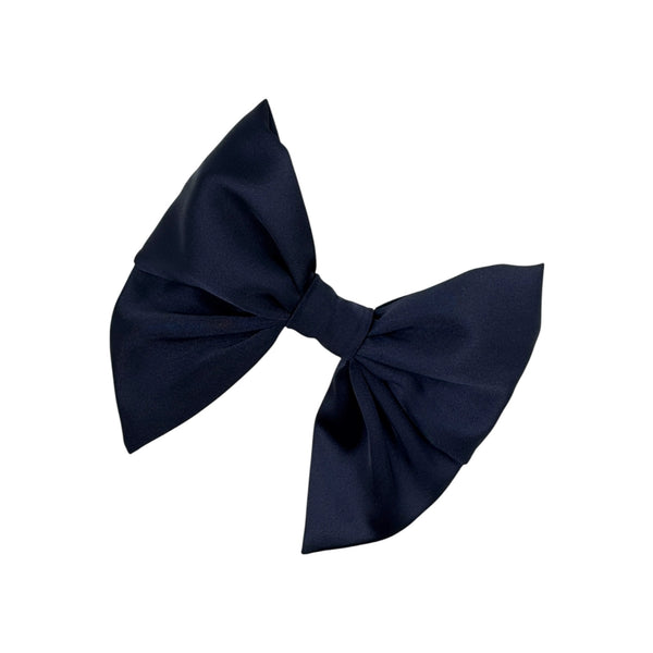 Navy satin bow