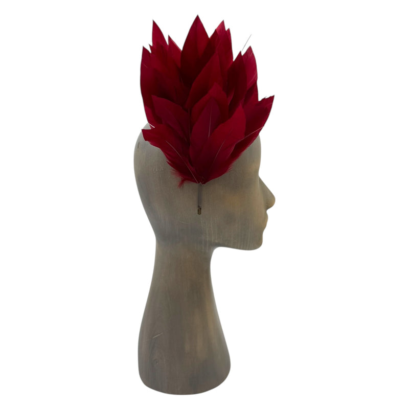 Burgundy feather fascinator