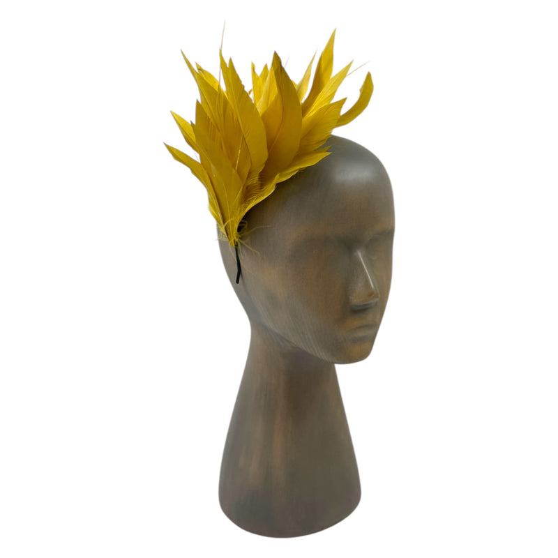 Yellow feather fascinator