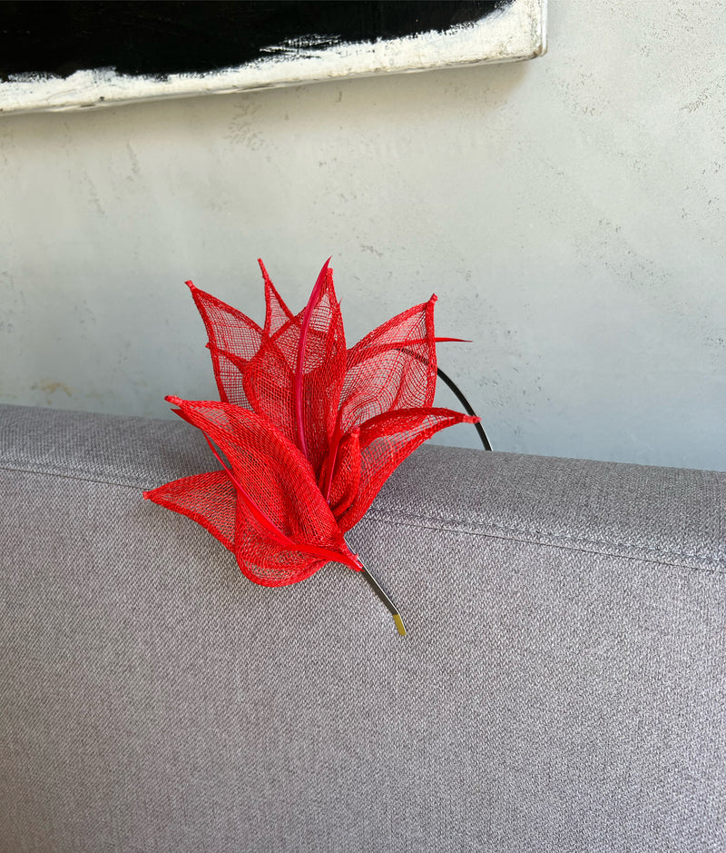 Feather flower fascinator