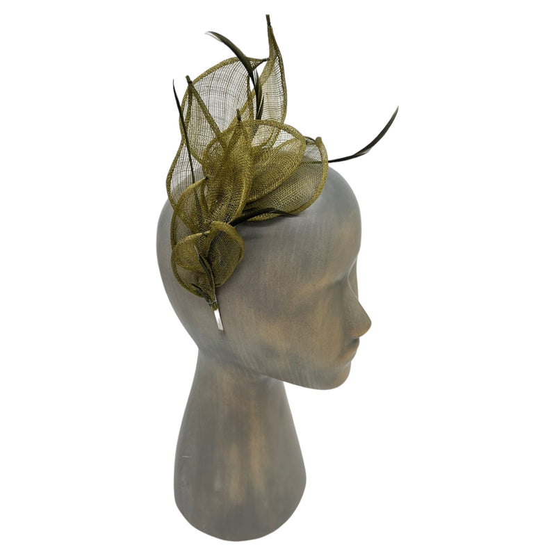 Olive green Folio fascinator