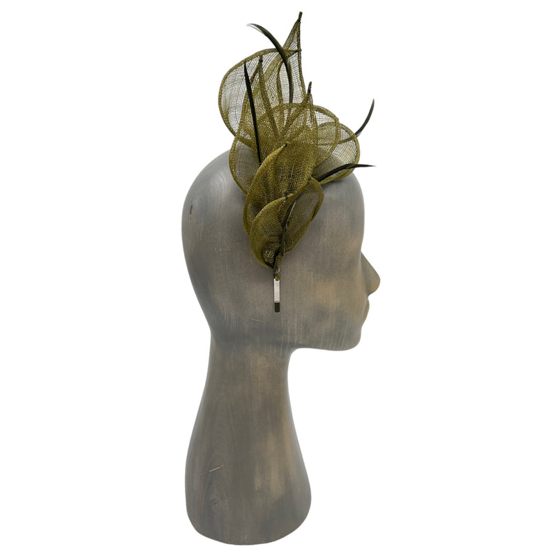 Olive green Folio fascinator