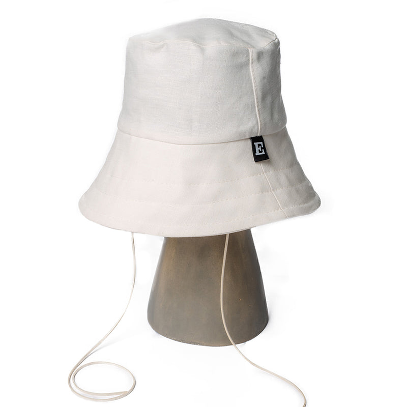 White bucket hat