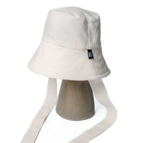 White bucket hat