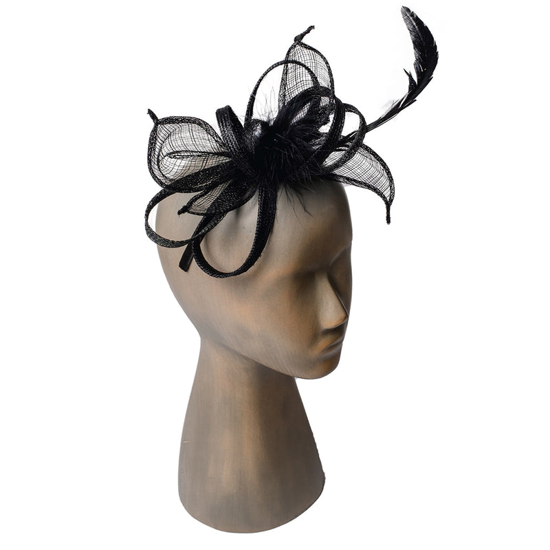 Feather flower fascinator