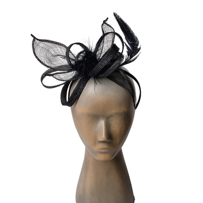 Feather flower fascinator