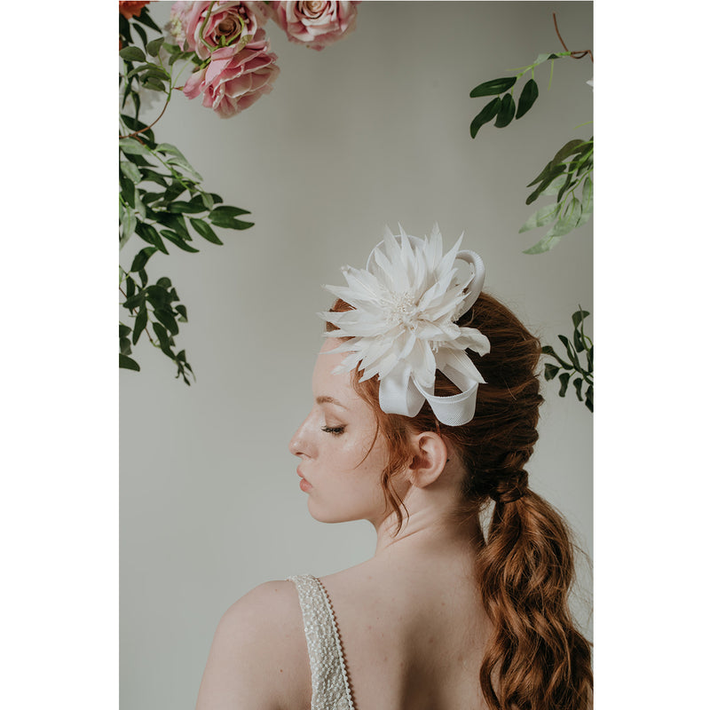 Feather flower fascinator