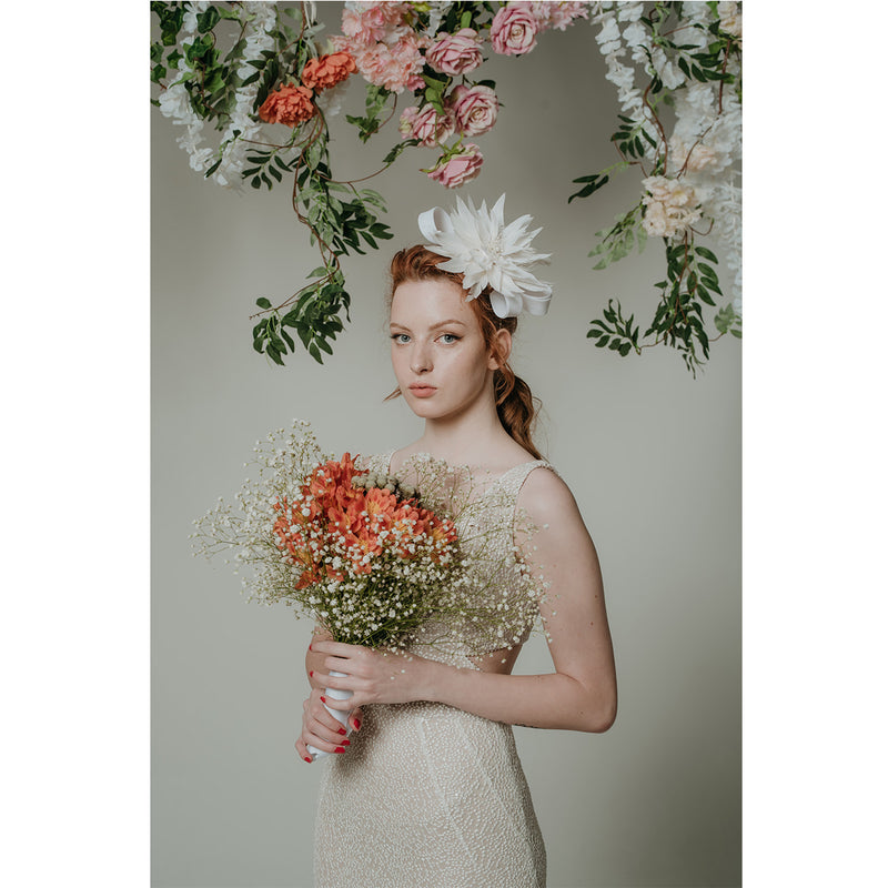 Feather flower fascinator