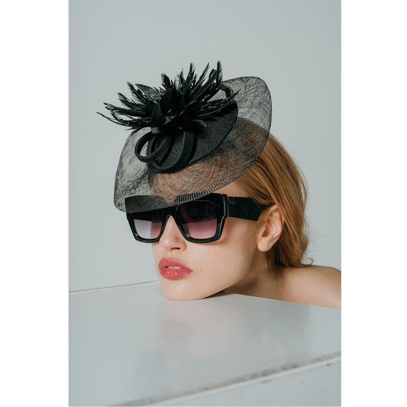 Feather flower fascinator