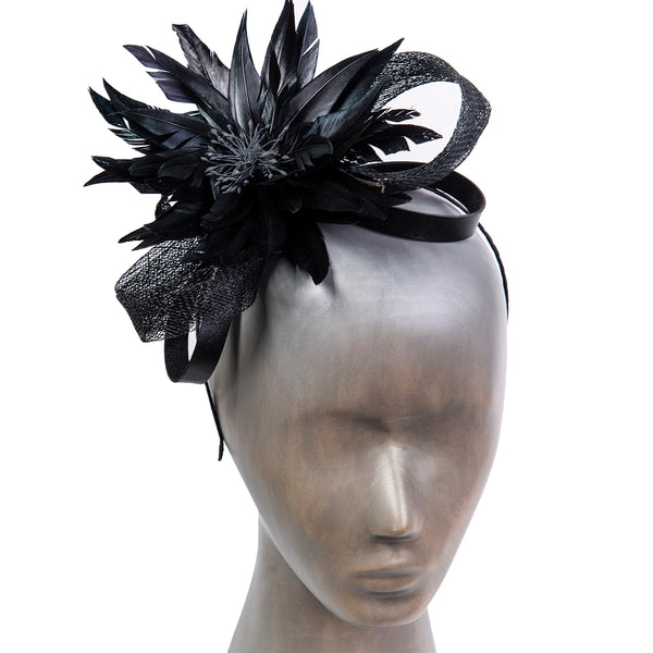 Feather flower fascinator